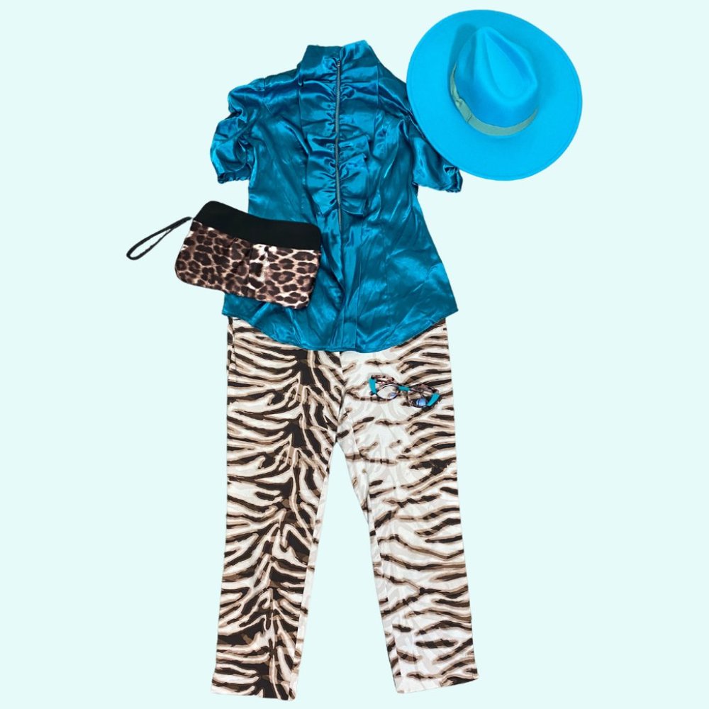NY&C 7th Avenue Design Studio Women’s Tiger Print Spandex-blend Capri Pants Sz 8